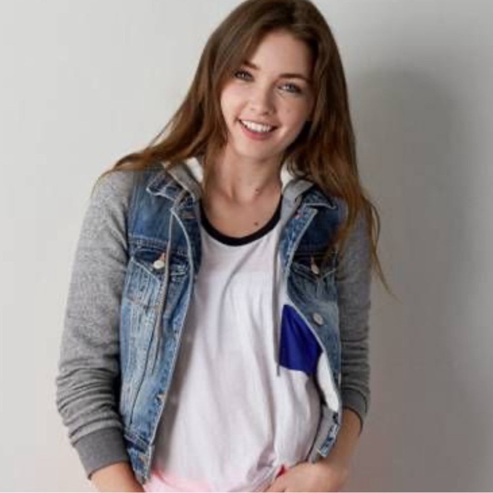 American eagle denim sweater jacket.